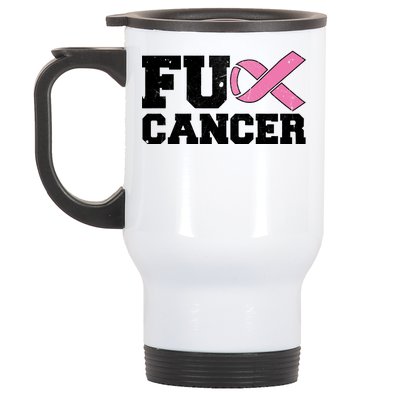 FU Cancer Funny Breast Cancer Awareness Stainless Steel Travel Mug