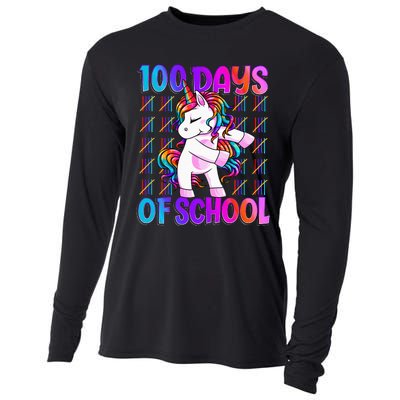 Funny Unicorn 100 Days Of School Cooling Performance Long Sleeve Crew