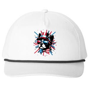 Firewoofs Usa 4th Of July Dog Lover Frenchie French Bulldog Gift Snapback Five-Panel Rope Hat