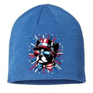 Firewoofs Usa 4th Of July Dog Lover Frenchie French Bulldog Gift Sustainable Beanie