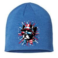 Firewoofs Usa 4th Of July Dog Lover Frenchie French Bulldog Gift Sustainable Beanie