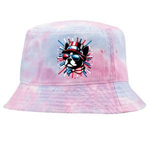 Firewoofs Usa 4th Of July Dog Lover Frenchie French Bulldog Gift Tie-Dyed Bucket Hat