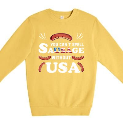 Funny Usa 4th Of July Sausage Bbq Family Outfit Costume Gift Premium Crewneck Sweatshirt