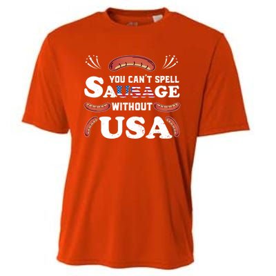 Funny Usa 4th Of July Sausage Bbq Family Outfit Costume Gift Cooling Performance Crew T-Shirt