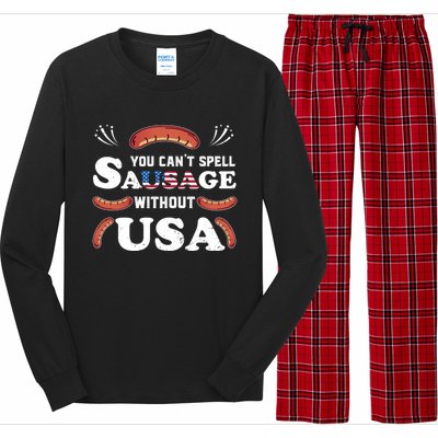 Funny Usa 4th Of July Sausage Bbq Family Outfit Costume Gift Long Sleeve Pajama Set