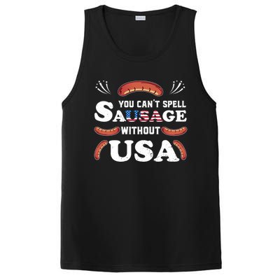 Funny Usa 4th Of July Sausage Bbq Family Outfit Costume Gift PosiCharge Competitor Tank