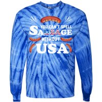 Funny Usa 4th Of July Sausage Bbq Family Outfit Costume Gift Tie-Dye Long Sleeve Shirt