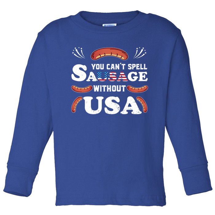 Funny Usa 4th Of July Sausage Bbq Family Outfit Costume Gift Toddler Long Sleeve Shirt