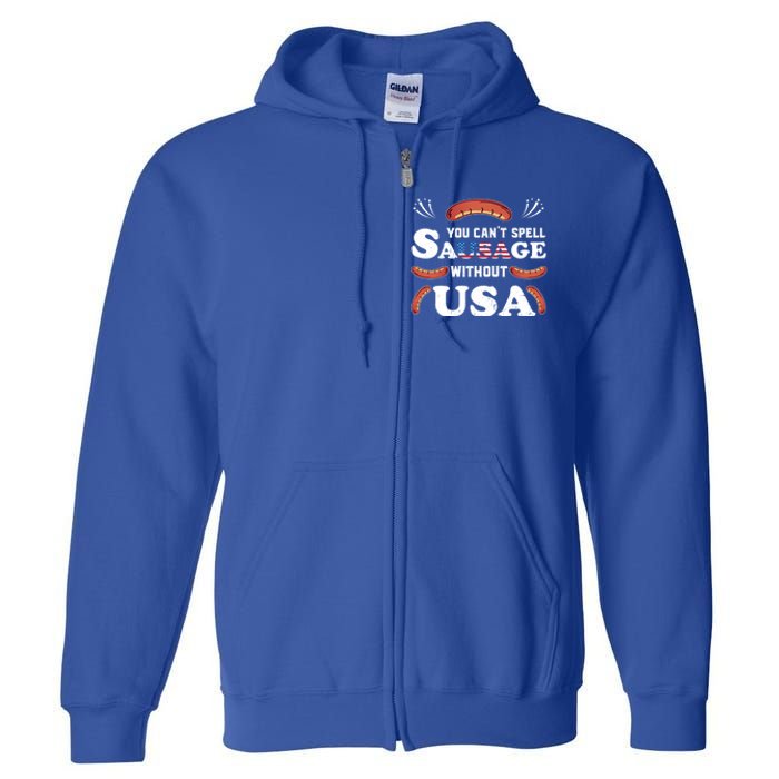 Funny Usa 4th Of July Sausage Bbq Family Outfit Costume Gift Full Zip Hoodie