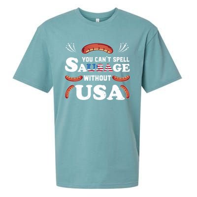 Funny Usa 4th Of July Sausage Bbq Family Outfit Costume Gift Sueded Cloud Jersey T-Shirt