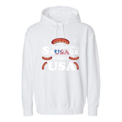 Funny Usa 4th Of July Sausage Bbq Family Outfit Costume Gift Garment-Dyed Fleece Hoodie