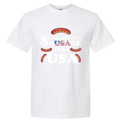 Funny Usa 4th Of July Sausage Bbq Family Outfit Costume Gift Garment-Dyed Heavyweight T-Shirt