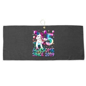 Flossing Unicorn 5 Year Old 5th Birthday Girl Unicorn Party  Large Microfiber Waffle Golf Towel