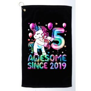 Flossing Unicorn 5 Year Old 5th Birthday Girl Unicorn Party  Platinum Collection Golf Towel