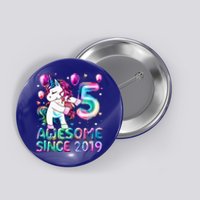 Flossing Unicorn 5 Year Old 5th Birthday Girl Unicorn Party  Button