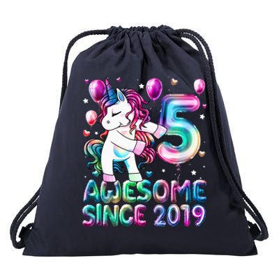 Flossing Unicorn 5 Year Old 5th Birthday Girl Unicorn Party  Drawstring Bag