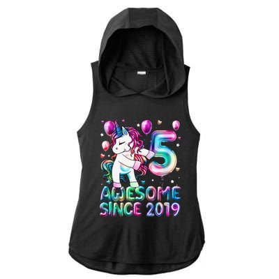 Flossing Unicorn 5 Year Old 5th Birthday Girl Unicorn Party Ladies PosiCharge Tri-Blend Wicking Draft Hoodie Tank