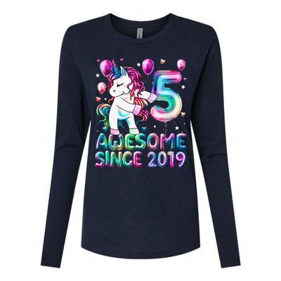 Flossing Unicorn 5 Year Old 5th Birthday Girl Unicorn Party Womens Cotton Relaxed Long Sleeve T-Shirt