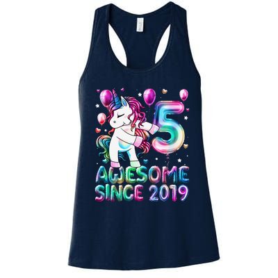 Flossing Unicorn 5 Year Old 5th Birthday Girl Unicorn Party Women's Racerback Tank