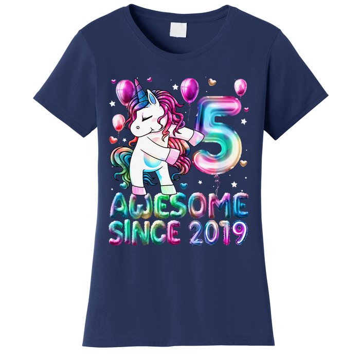 Flossing Unicorn 5 Year Old 5th Birthday Girl Unicorn Party Women's T-Shirt