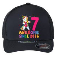 Flossing Unicorn 7th Birthday Gifts Awesome Since 2016 Flexfit Unipanel Trucker Cap