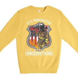 Firefighter Usa American Flag Fire Departt Rescue Hero Gift Premium Crewneck Sweatshirt