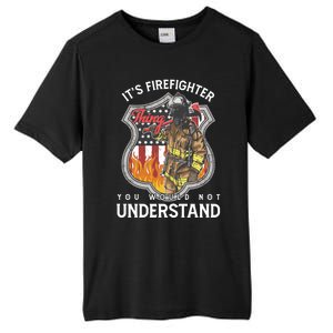 Firefighter Usa American Flag Fire Departt Rescue Hero Gift Tall Fusion ChromaSoft Performance T-Shirt