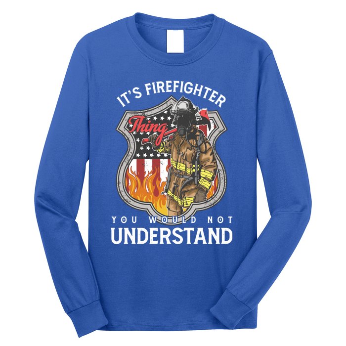 Firefighter Usa American Flag Fire Departt Rescue Hero Gift Long Sleeve Shirt