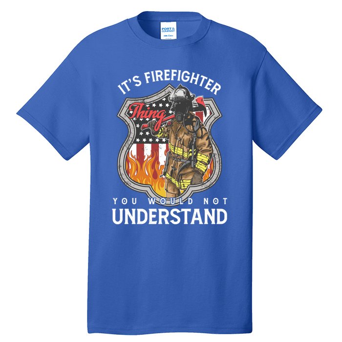 Firefighter Usa American Flag Fire Departt Rescue Hero Gift Tall T-Shirt