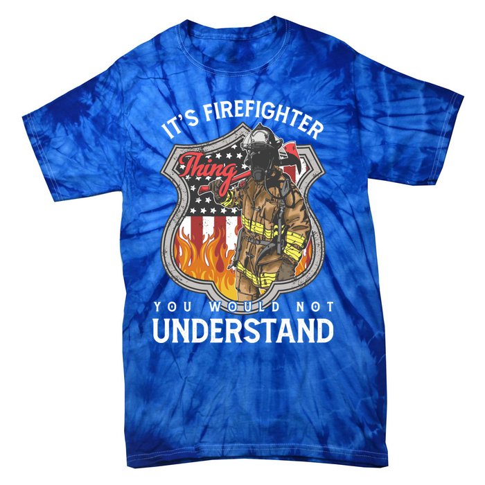 Firefighter Usa American Flag Fire Departt Rescue Hero Gift Tie-Dye T-Shirt