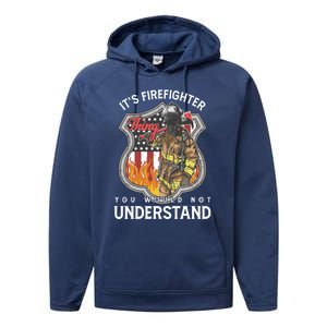 Firefighter Usa American Flag Fire Departt Rescue Hero Gift Performance Fleece Hoodie