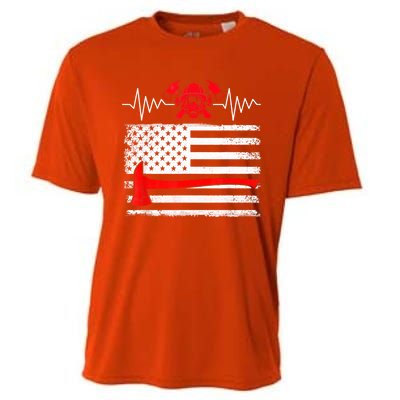 Firefighter Usa American Flag With Wildland Firefighter Hero Cute Gift Cooling Performance Crew T-Shirt