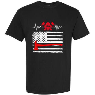 Firefighter Usa American Flag With Wildland Firefighter Hero Cute Gift Garment-Dyed Heavyweight T-Shirt