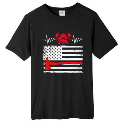 Firefighter Usa American Flag With Wildland Firefighter Hero Cute Gift Tall Fusion ChromaSoft Performance T-Shirt