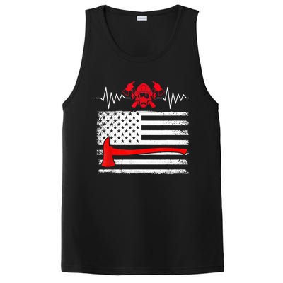 Firefighter Usa American Flag With Wildland Firefighter Hero Cute Gift PosiCharge Competitor Tank