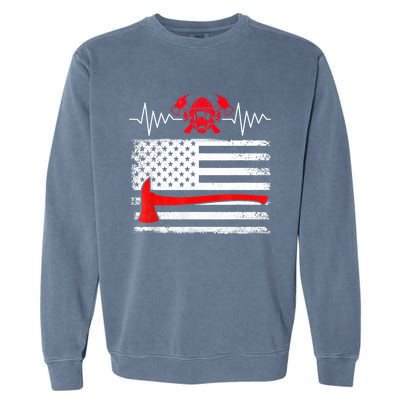 Firefighter Usa American Flag With Wildland Firefighter Hero Cute Gift Garment-Dyed Sweatshirt