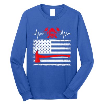 Firefighter Usa American Flag With Wildland Firefighter Hero Cute Gift Long Sleeve Shirt