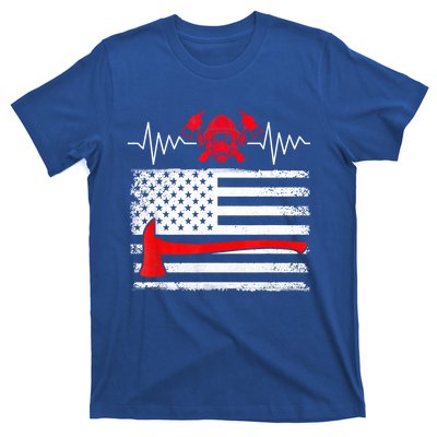 Firefighter Usa American Flag With Wildland Firefighter Hero Cute Gift T-Shirt