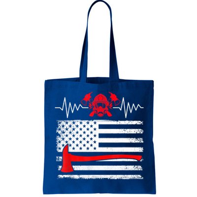 Firefighter Usa American Flag With Wildland Firefighter Hero Cute Gift Tote Bag