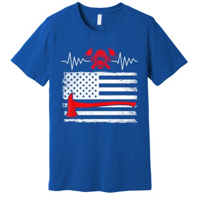 Firefighter Usa American Flag With Wildland Firefighter Hero Cute Gift Premium T-Shirt