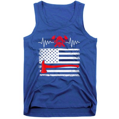 Firefighter Usa American Flag With Wildland Firefighter Hero Cute Gift Tank Top