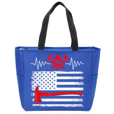 Firefighter Usa American Flag With Wildland Firefighter Hero Cute Gift Zip Tote Bag