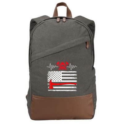 Firefighter Usa American Flag With Wildland Firefighter Hero Cute Gift Cotton Canvas Backpack