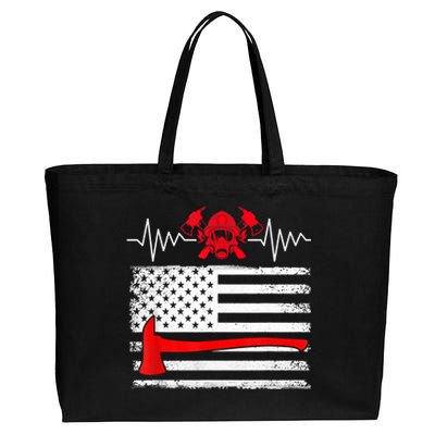 Firefighter Usa American Flag With Wildland Firefighter Hero Cute Gift Cotton Canvas Jumbo Tote