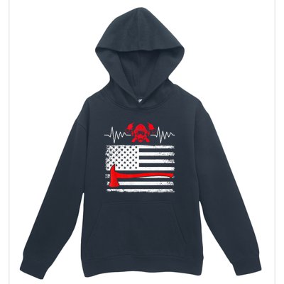 Firefighter Usa American Flag With Wildland Firefighter Hero Cute Gift Urban Pullover Hoodie