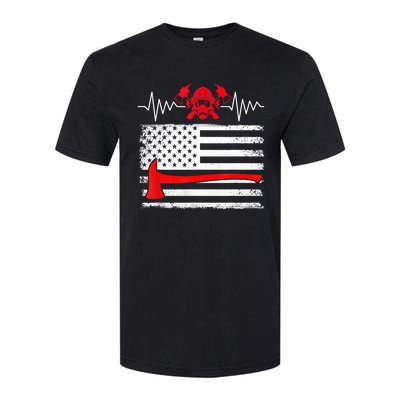 Firefighter Usa American Flag With Wildland Firefighter Hero Cute Gift Softstyle CVC T-Shirt