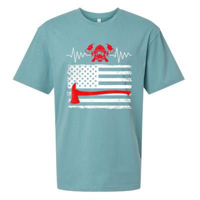 Firefighter Usa American Flag With Wildland Firefighter Hero Cute Gift Sueded Cloud Jersey T-Shirt