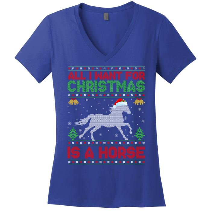 Funny Ugly All I Want For Christmas Is A Horse Gift Women's V-Neck T-Shirt