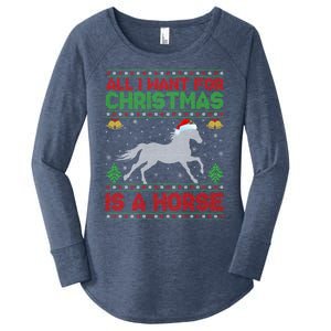 Funny Ugly All I Want For Christmas Is A Horse Gift Women's Perfect Tri Tunic Long Sleeve Shirt