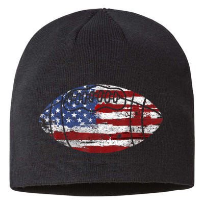 Football Usa American Flag Vintage Gift Sustainable Beanie